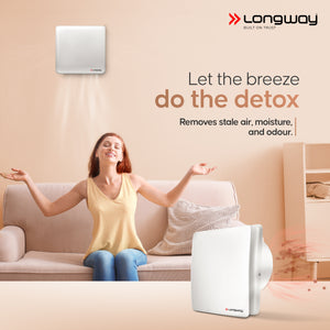 Longway  FreshX 6 Inch 150 mm Energy Efficient Exhaust Fan | High Speed Powerful Motor | Noiseless Operation & Easy to Clean | Rust Proof |Suitable for Bathroom, Kitchen, Office | 2 Years Warranty (White)