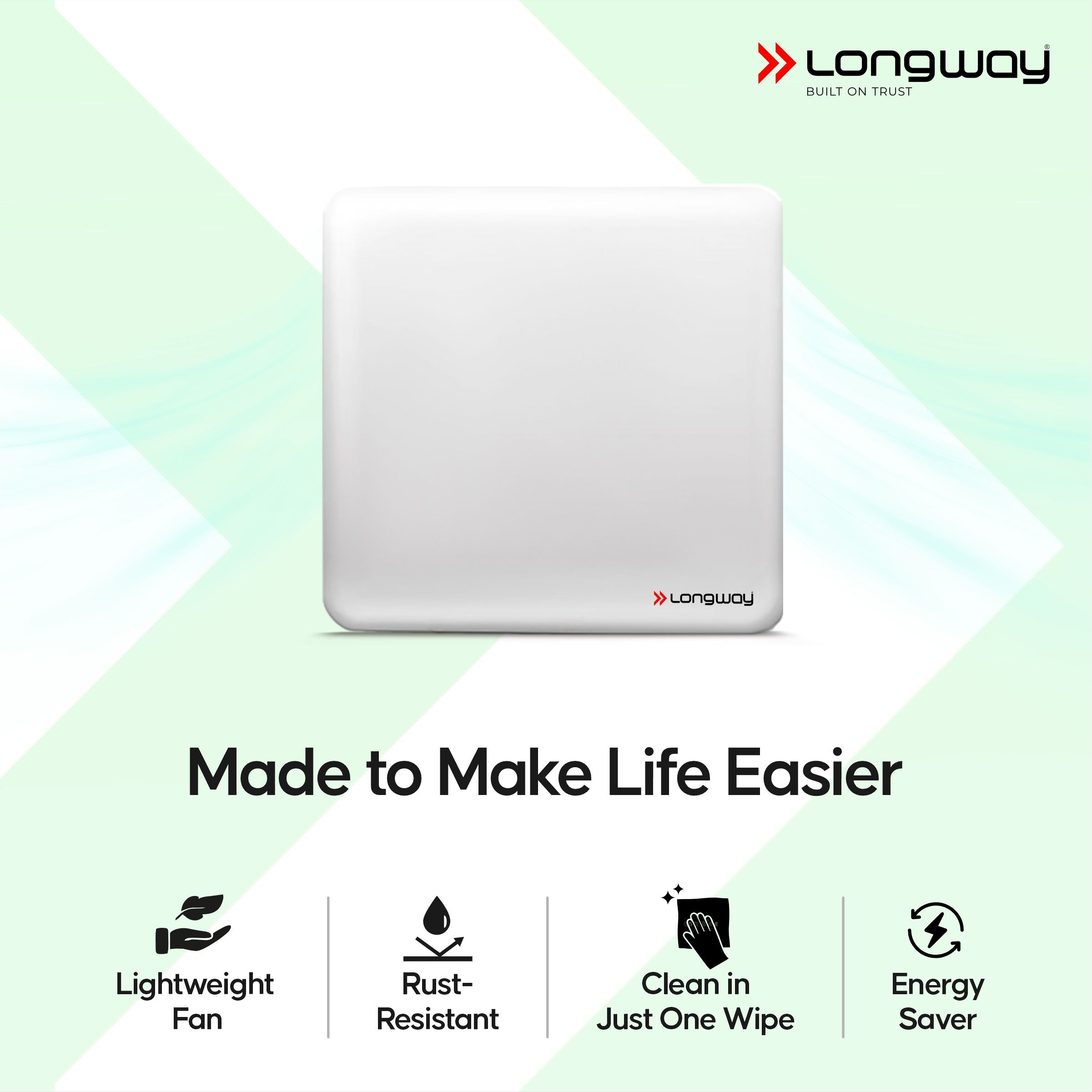 Longway  FreshX 6 Inch 150 mm Energy Efficient Exhaust Fan | High Speed Powerful Motor | Noiseless Operation & Easy to Clean | Rust Proof |Suitable for Bathroom, Kitchen, Office | 2 Years Warranty (White)