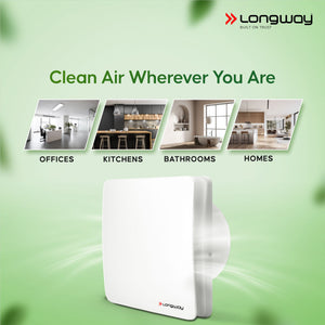 Longway  FreshX 6 Inch 150 mm Energy Efficient Exhaust Fan | High Speed Powerful Motor | Noiseless Operation & Easy to Clean | Rust Proof |Suitable for Bathroom, Kitchen, Office | 2 Years Warranty (White)