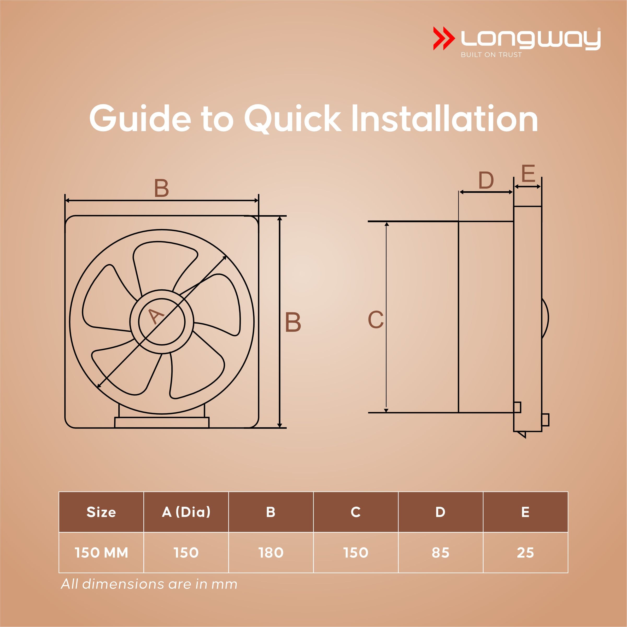 Longway  FreshX 6 Inch 150 mm Energy Efficient Exhaust Fan | High Speed Powerful Motor | Noiseless Operation & Easy to Clean | Rust Proof |Suitable for Bathroom, Kitchen, Office | 2 Years Warranty (White)