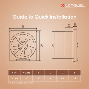 Longway  FreshX 6 Inch 150 mm Energy Efficient Exhaust Fan | High Speed Powerful Motor | Noiseless Operation & Easy to Clean | Rust Proof |Suitable for Bathroom, Kitchen, Office | 2 Years Warranty (White)
