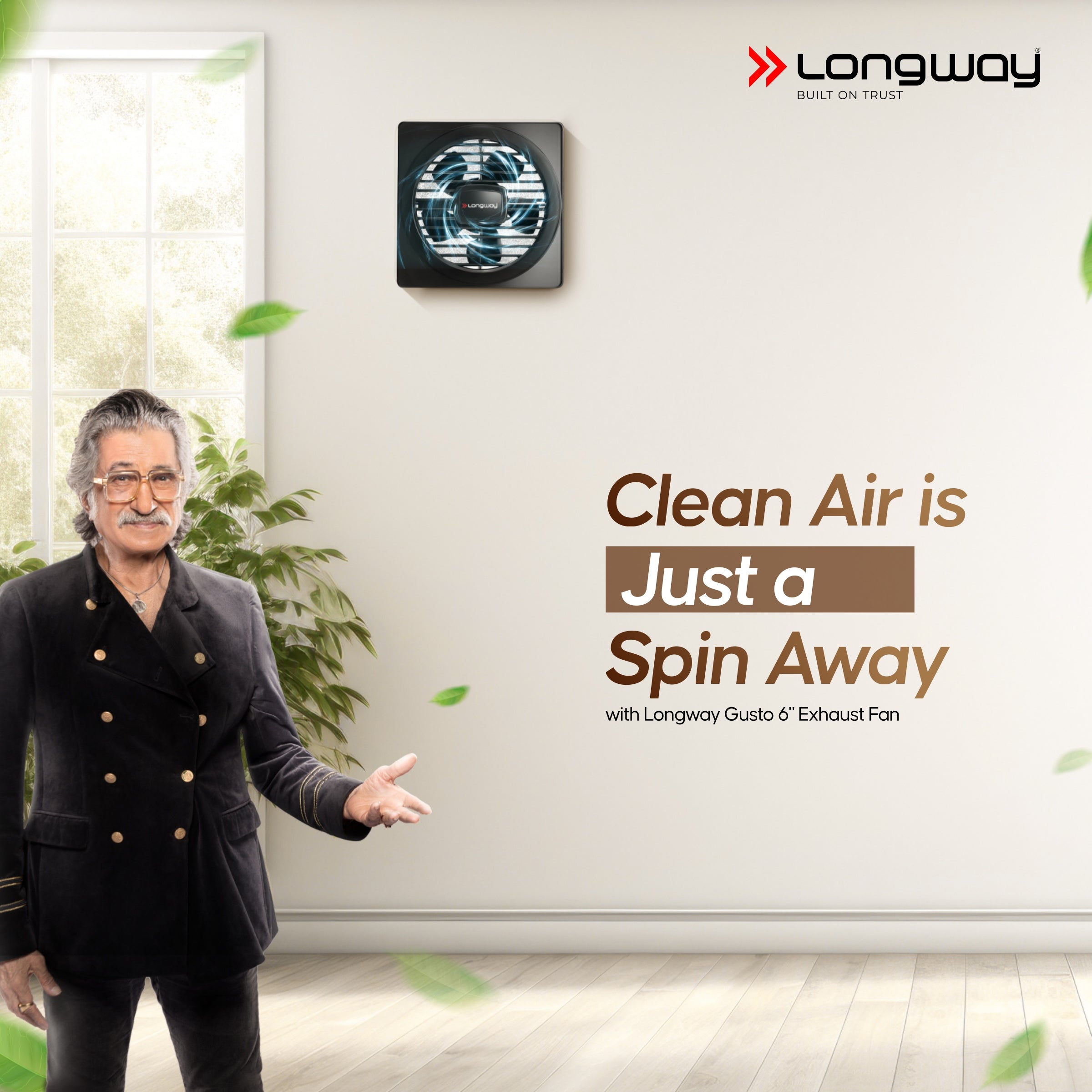 Longway Gusto 6 Inch 150 mm Energy Efficient Exhaust Fan | High Speed Powerful Motor | Noiseless Operation & Easy to Clean | Suitable for Bathroom, Kitchen, Office | 2 Years Warranty