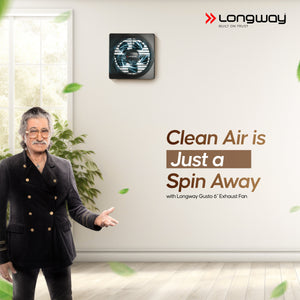 Longway Gusto 6 Inch 150 mm Energy Efficient Exhaust Fan | High Speed Powerful Motor | Noiseless Operation & Easy to Clean | Suitable for Bathroom, Kitchen, Office | 2 Years Warranty