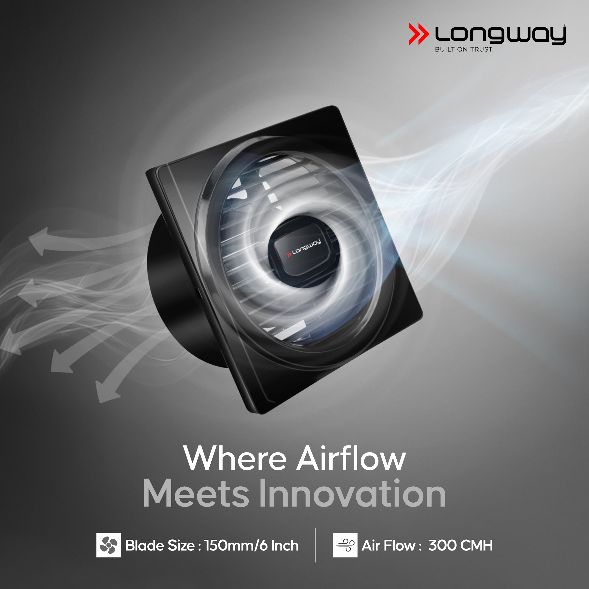 Longway Gusto 6 Inch 150 mm Energy Efficient Exhaust Fan | High Speed Powerful Motor | Noiseless Operation & Easy to Clean | Suitable for Bathroom, Kitchen, Office | 2 Years Warranty