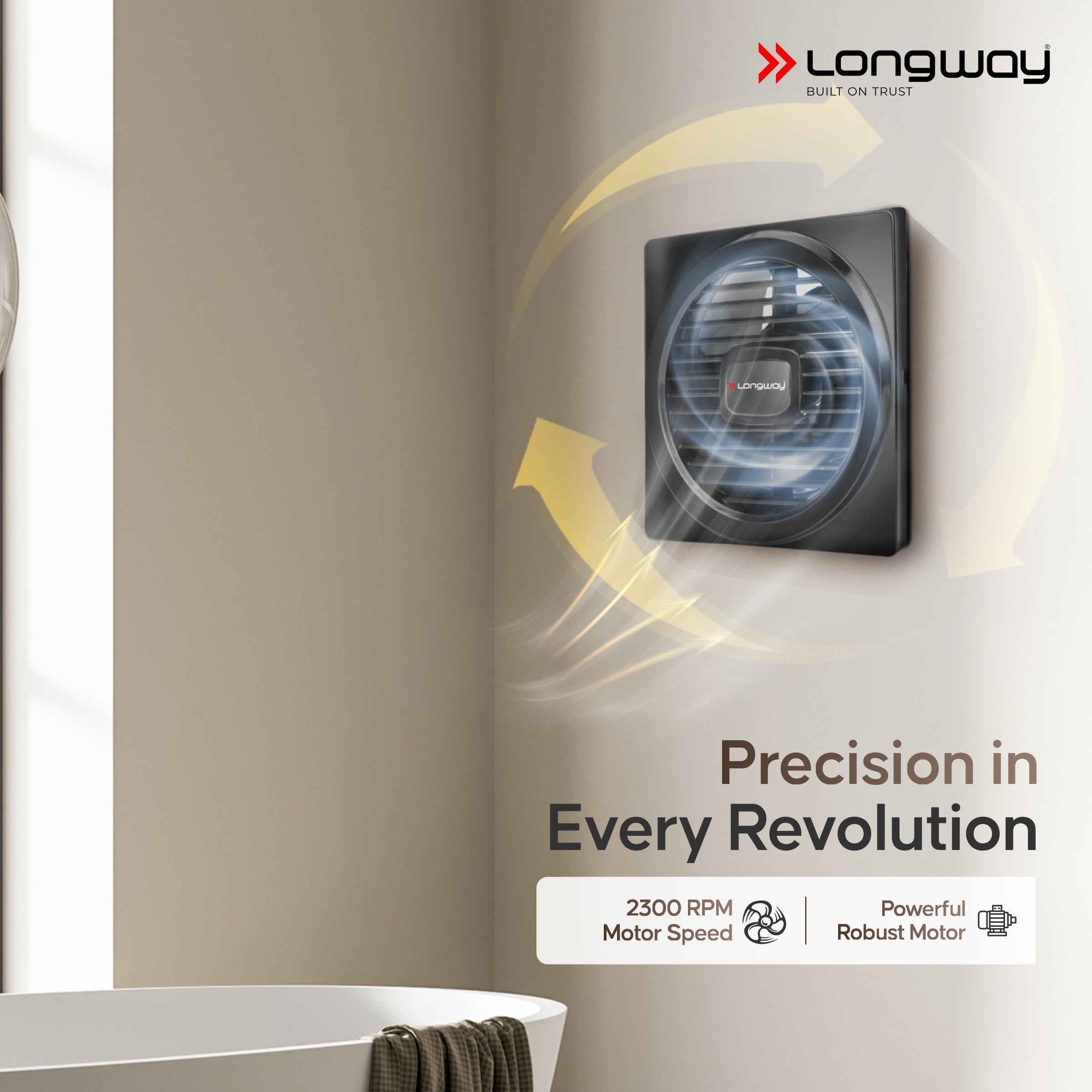 Longway Gusto 6 Inch 150 mm Energy Efficient Exhaust Fan | High Speed Powerful Motor | Noiseless Operation & Easy to Clean | Suitable for Bathroom, Kitchen, Office | 2 Years Warranty