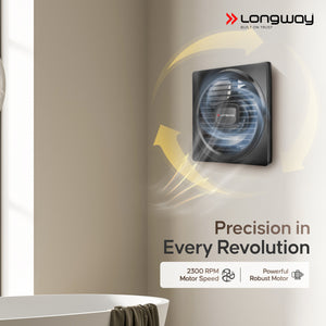 Longway Gusto 6 Inch 150 mm Energy Efficient Exhaust Fan | High Speed Powerful Motor | Noiseless Operation & Easy to Clean | Suitable for Bathroom, Kitchen, Office | 2 Years Warranty