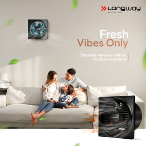 Longway Gusto 6 Inch 150 mm Energy Efficient Exhaust Fan | High Speed Powerful Motor | Noiseless Operation & Easy to Clean | Suitable for Bathroom, Kitchen, Office | 2 Years Warranty