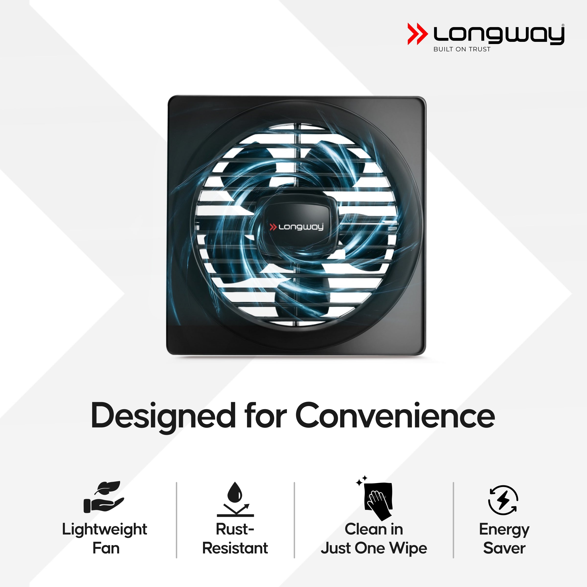 Longway Gusto 6 Inch 150 mm Energy Efficient Exhaust Fan | High Speed Powerful Motor | Noiseless Operation & Easy to Clean | Suitable for Bathroom, Kitchen, Office | 2 Years Warranty
