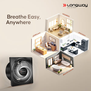 Longway Gusto 6 Inch 150 mm Energy Efficient Exhaust Fan | High Speed Powerful Motor | Noiseless Operation & Easy to Clean | Suitable for Bathroom, Kitchen, Office | 2 Years Warranty