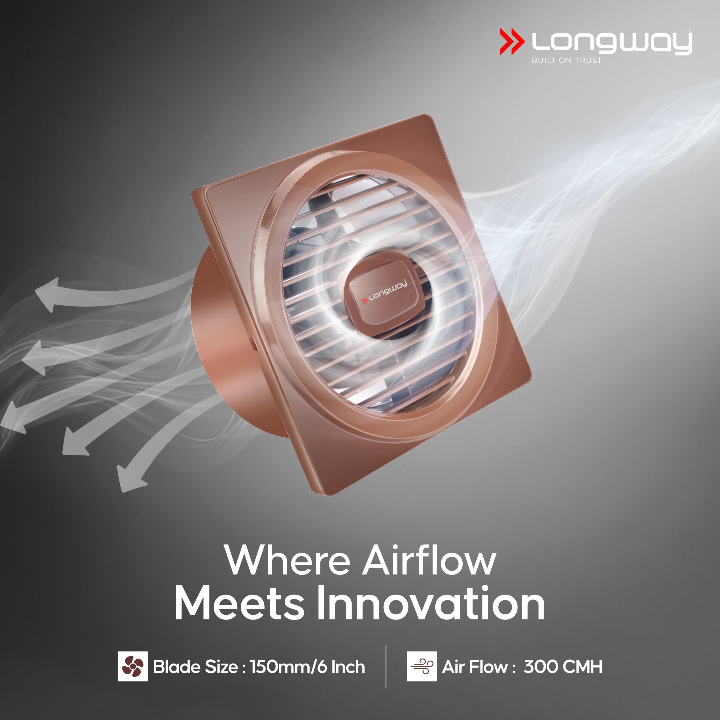Longway Gusto 6 Inch 150 mm Energy Efficient Exhaust Fan | High Speed Powerful Motor | Noiseless Operation & Easy to Clean | Suitable for Bathroom, Kitchen, Office | 2 Years Warranty