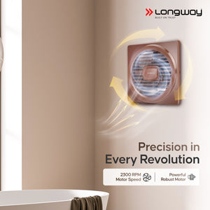Longway Gusto 6 Inch 150 mm Energy Efficient Exhaust Fan | High Speed Powerful Motor | Noiseless Operation & Easy to Clean | Suitable for Bathroom, Kitchen, Office | 2 Years Warranty