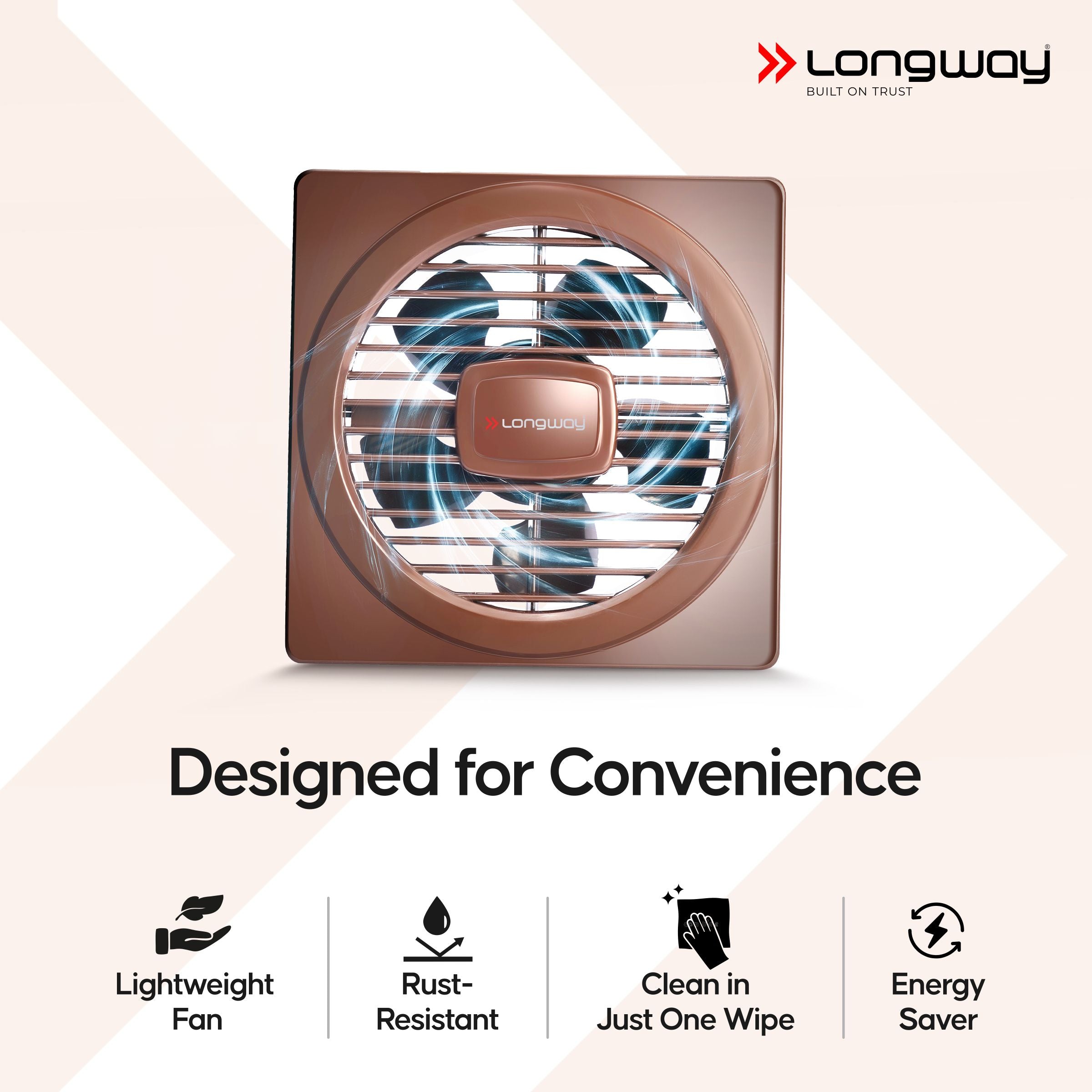 Longway Gusto 6 Inch 150 mm Energy Efficient Exhaust Fan | High Speed Powerful Motor | Noiseless Operation & Easy to Clean | Suitable for Bathroom, Kitchen, Office | 2 Years Warranty