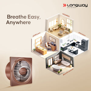 Longway Gusto 6 Inch 150 mm Energy Efficient Exhaust Fan | High Speed Powerful Motor | Noiseless Operation & Easy to Clean | Suitable for Bathroom, Kitchen, Office | 2 Years Warranty