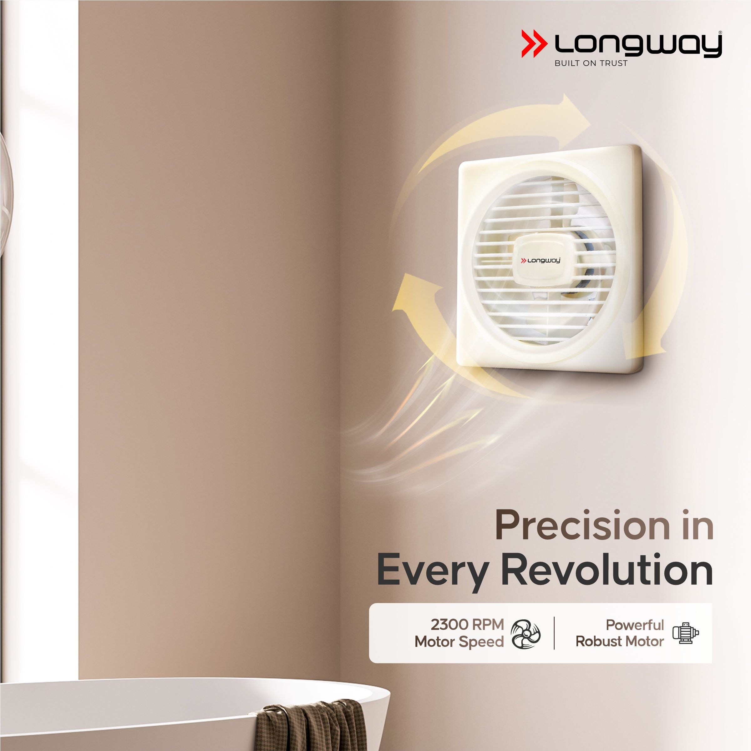 Longway Gusto 6 Inch 150 mm Energy Efficient Exhaust Fan | High Speed Powerful Motor | Noiseless Operation & Easy to Clean | Suitable for Bathroom, Kitchen, Office | 2 Years Warranty