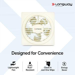 Longway Gusto 6 Inch 150 mm Energy Efficient Exhaust Fan | High Speed Powerful Motor | Noiseless Operation & Easy to Clean | Suitable for Bathroom, Kitchen, Office | 2 Years Warranty