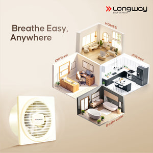 Longway Gusto 6 Inch 150 mm Energy Efficient Exhaust Fan | High Speed Powerful Motor | Noiseless Operation & Easy to Clean | Suitable for Bathroom, Kitchen, Office | 2 Years Warranty