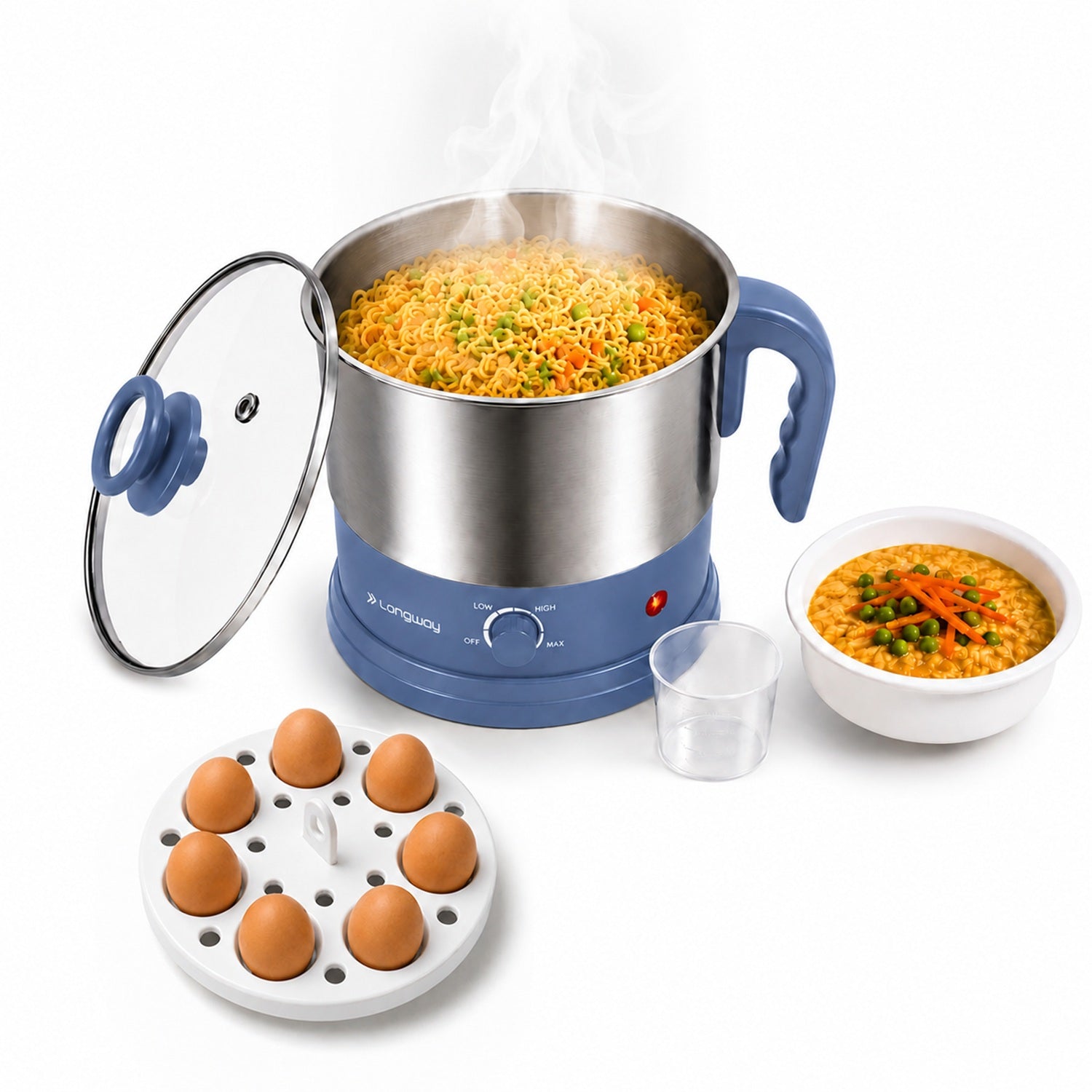 Longway Handy 1.5 Ltr Multi-Cooker Electric Kettle with Stainless Steel Body for Boiling & Cooking |600 Watt