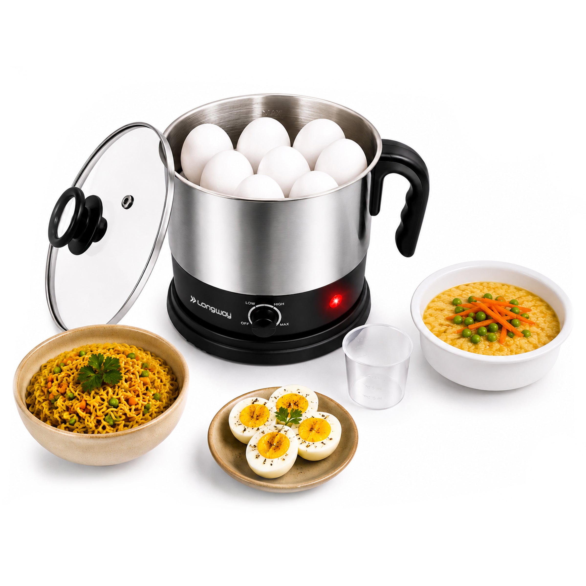 Longway Handy 1.5 Ltr Multi-Cooker Electric Kettle with Stainless Steel Body for Boiling & Cooking, 600 Watt
