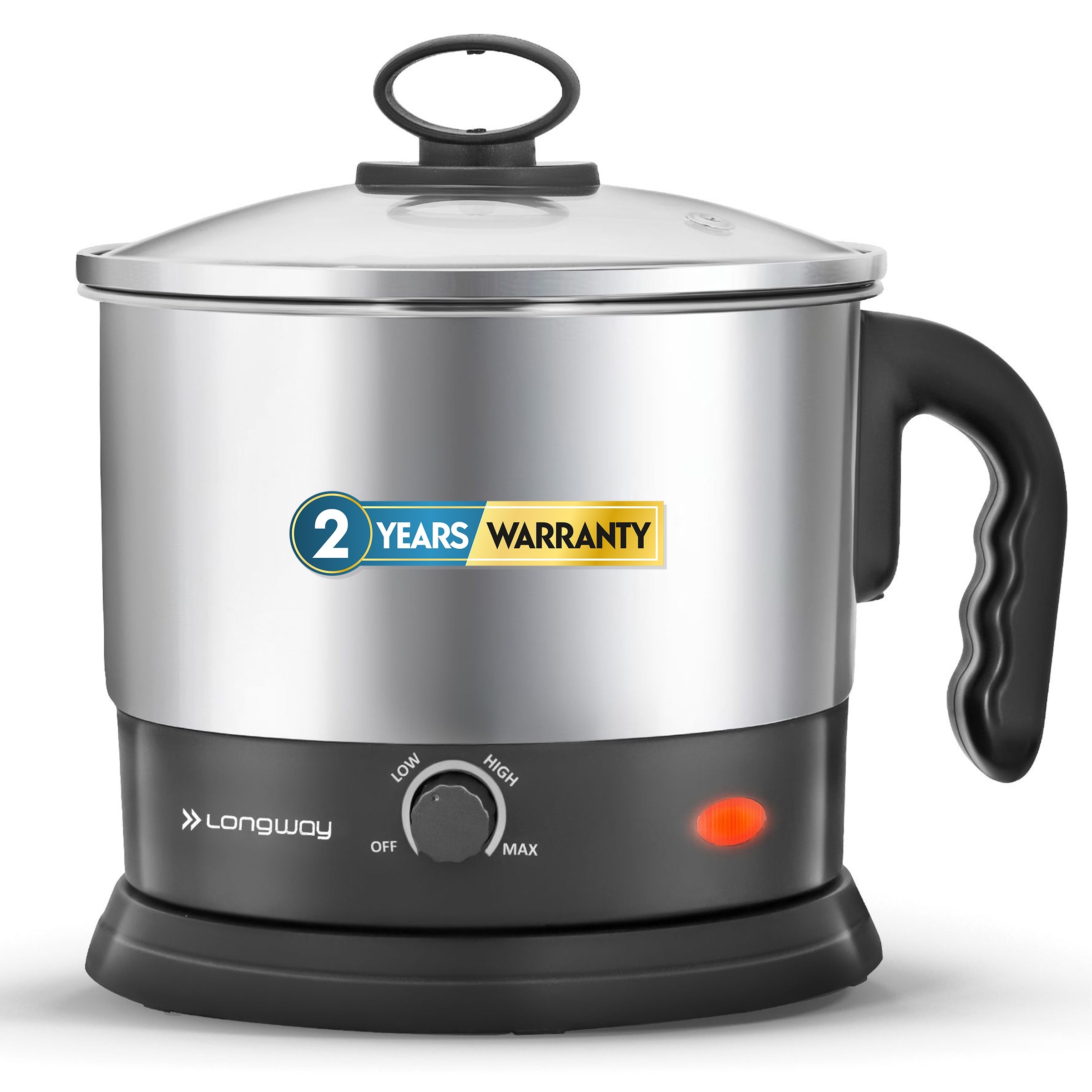 Longway Handy 1.5 Ltr Multi-Cooker Electric Kettle with Stainless Steel Body for Boiling & Cooking (Black & Silver, 600 Watt)