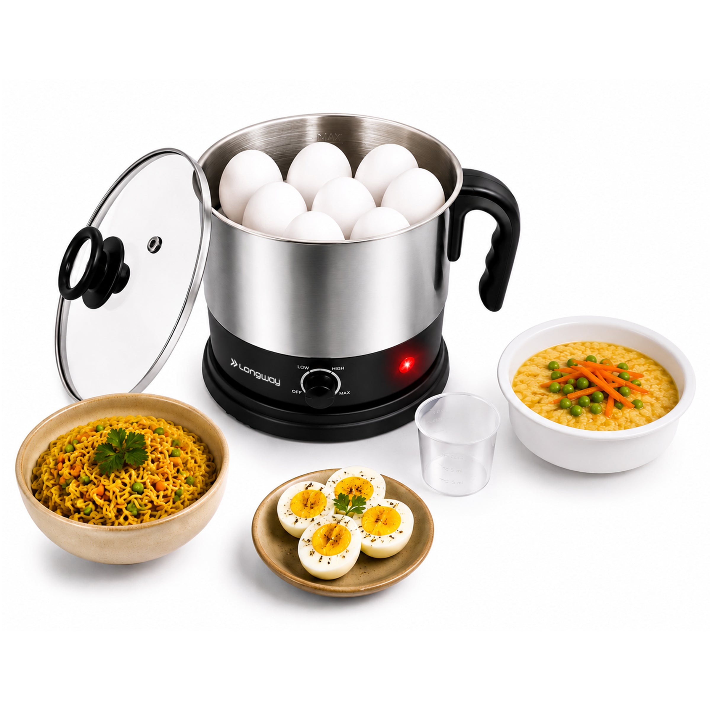 Longway Handy 1.5 Ltr Multi-Cooker Electric Kettle with Stainless Steel Body for Boiling & Cooking, 600 Watt