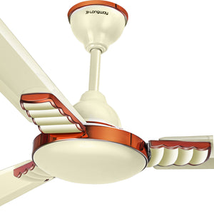 Longway Hazel 1200 mm/48 inch Ultra High Speed 3 Blade Anti-Dust Decorative Star Rated Ceiling Fan | 2 Years Warranty (Ivory, Pack of 1)