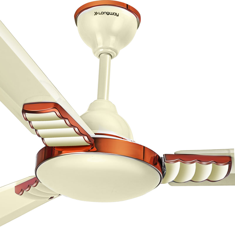 Longway Hazel 1200 mm/48 inch Ultra High Speed 3 Blade Anti-Dust Decorative Star Rated Ceiling Fan | 2 Years Warranty (Ivory, Pack of 1)