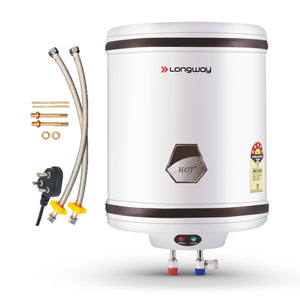 Longway Hotplus 15 Ltr 5 Star Rated Automatic Storage Water for Home, Water Geyser, Water Heater, Electric Geyser with Multiple Safety System & Anti-Rust Coating | 1-Year Warranty | (Off-White, 15 Ltr)