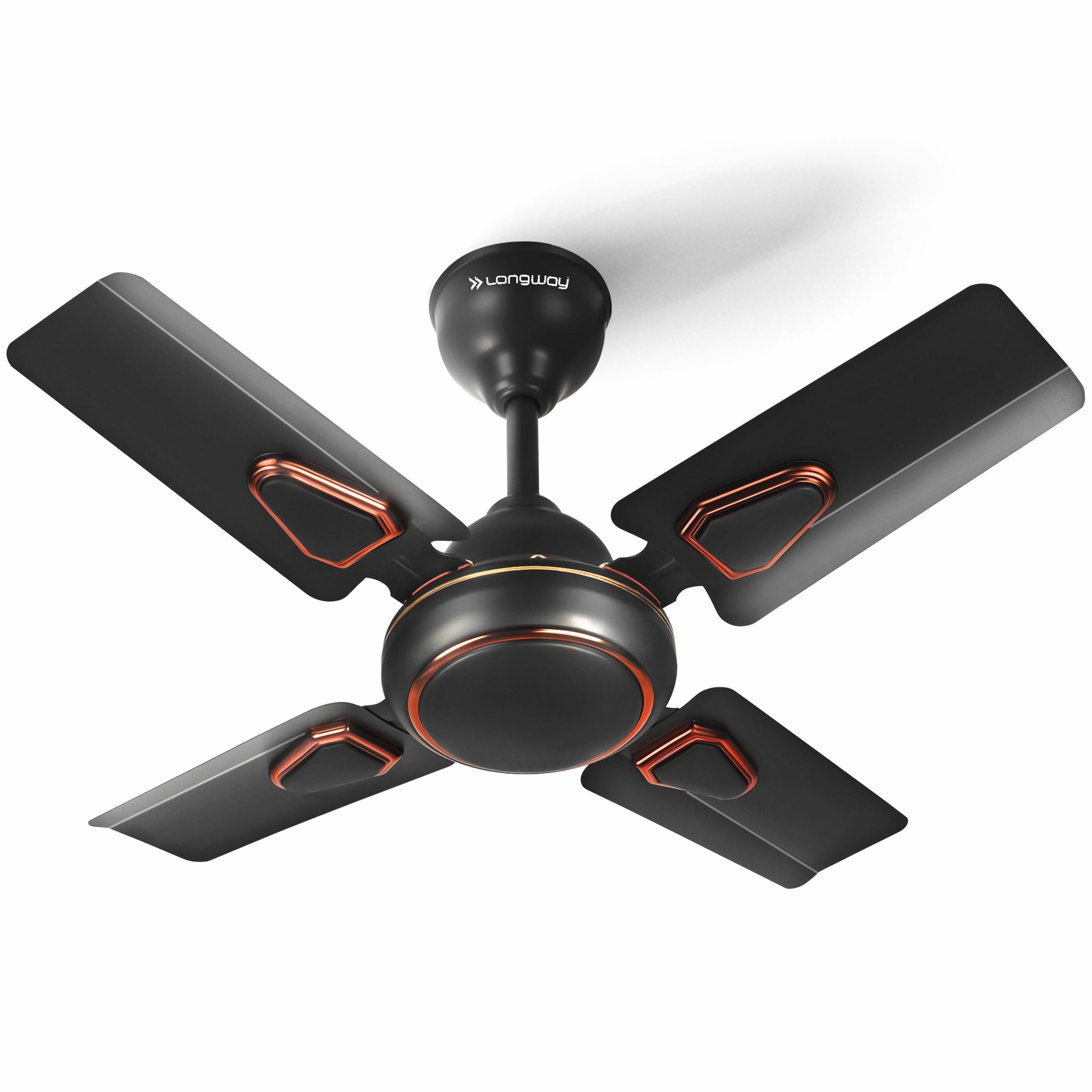 Longway Kiger P1 600 mm/24 inch Ultra High Speed 4 Blade Anti-Dust Decorative 5-Star Rated Ceiling Fan (Smoked Brown, Pack of 1)