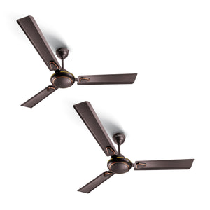 Longway Kiger P2 1200 mm/48 inch Ultra High Speed 3 Blade Anti-Dust Decorative Star Rated Ceiling Fan (Smoked Brown, Pack of 2)