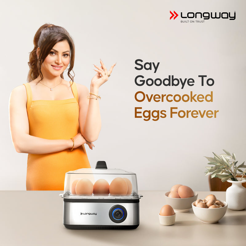 Longway LWEB04 500 Watt Stainless Steel Egg Boiler/Cooker for Steaming, Cooking & Boiling (8 Eggs)