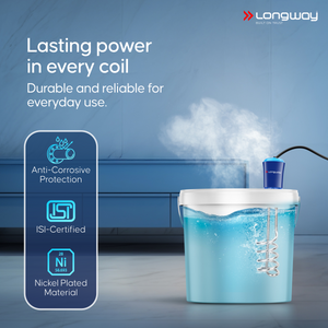 Longway LWIR01 1500/2000 Watt Immersion Rod, Water Heater with Waterproof & Shockproof Protection ISI Certified | 2 Years Warranty