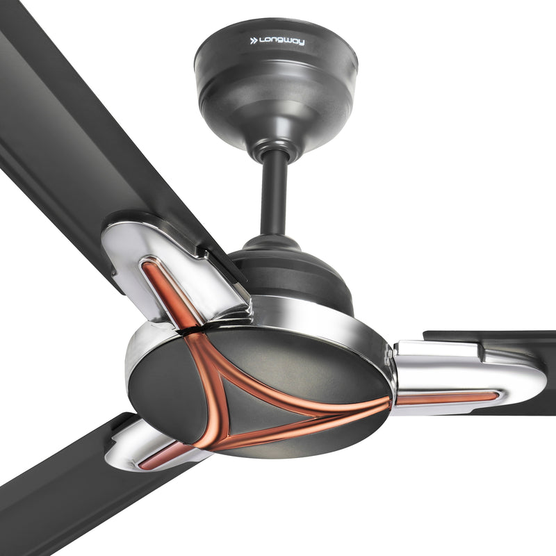 Longway Laurel 1200 mm/48 inch Ultra High Speed 3 Blade Anti-Dust Decorative Star Rated Ceiling Fan | 2 Years Warranty (Smoked Brown, Pack of 1)
