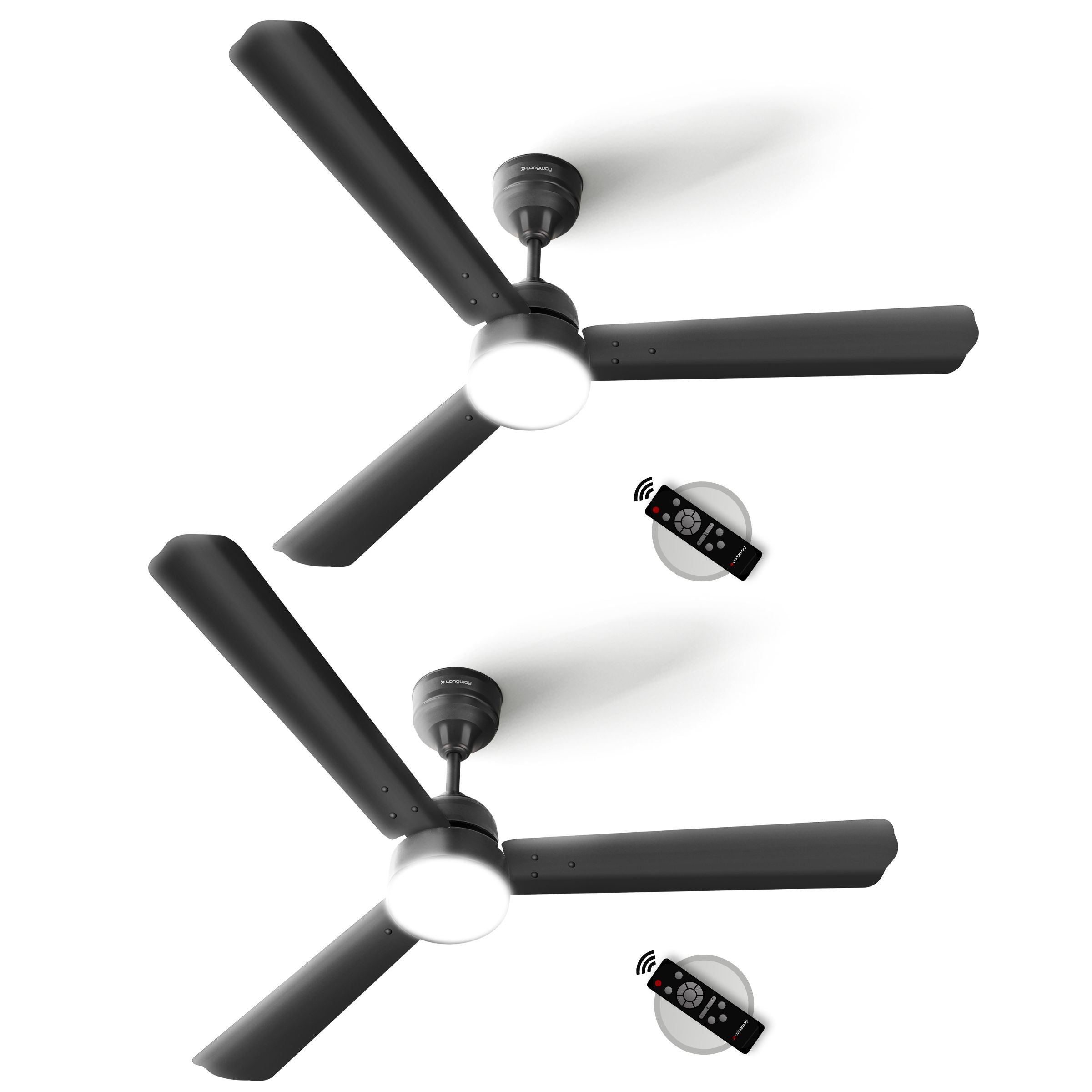 Longway Luminair 1200 mm BLDC Ceiling Fan with Remote Control | BEE 5 Star Rated Energy Efficient | Ultra High Speed 3 Blade Anti-Dust Decorative Ceiling Fan | 5 Years Warranty (Smoked Brown, Pack of 2)