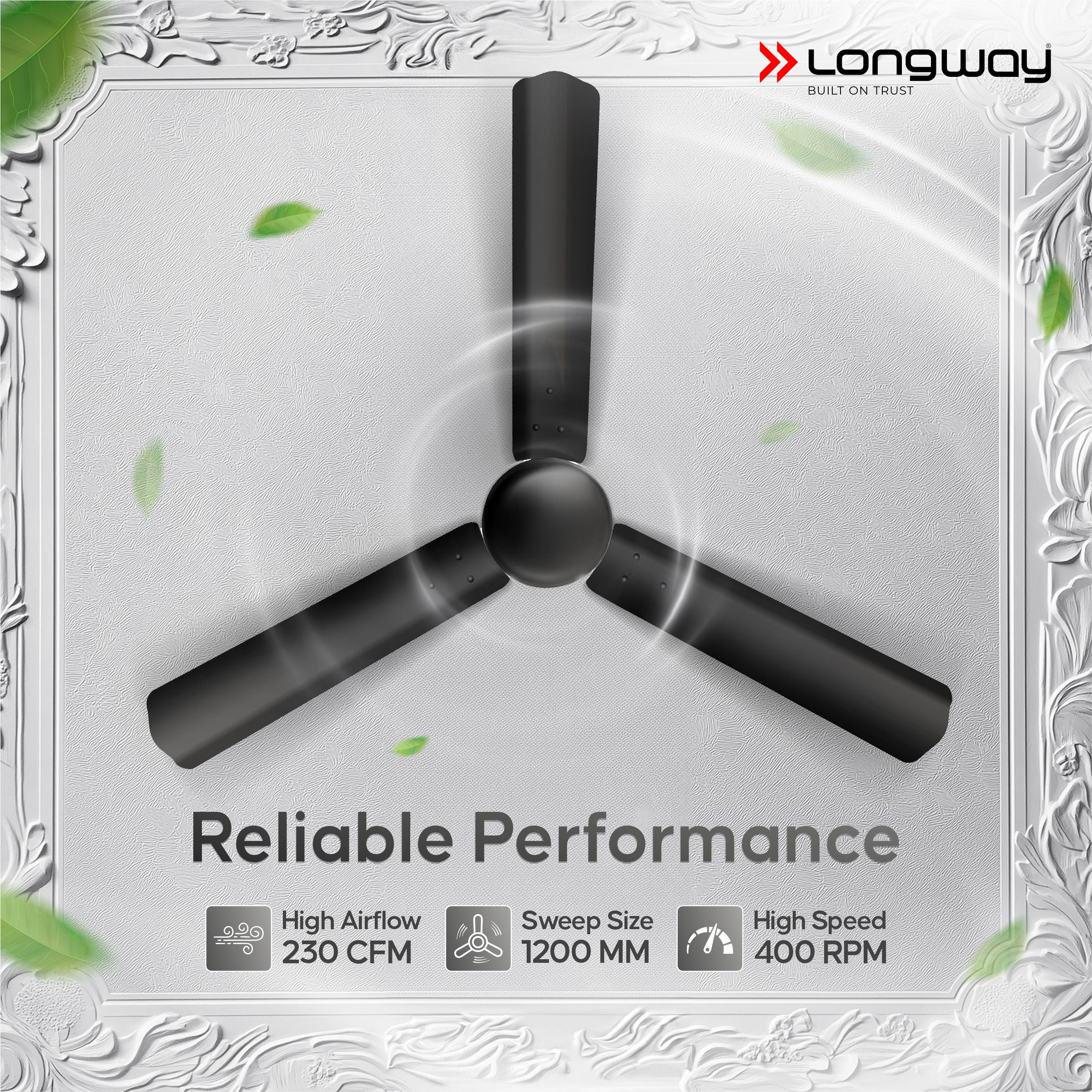 Longway Luminair 1200 mm BLDC Ceiling Fan with Remote Control | BEE 5 Star Rated Energy Efficient | Ultra High Speed 3 Blade Anti-Dust Decorative Ceiling Fan | 5 Years Warranty (Smoked Brown, Pack of 2)