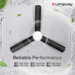 Longway Luminair 1200 mm BLDC Ceiling Fan with Remote Control | BEE 5 Star Rated Energy Efficient | Ultra High Speed 3 Blade Anti-Dust Decorative Ceiling Fan | 5 Years Warranty (Smoked Brown, Pack of 2)