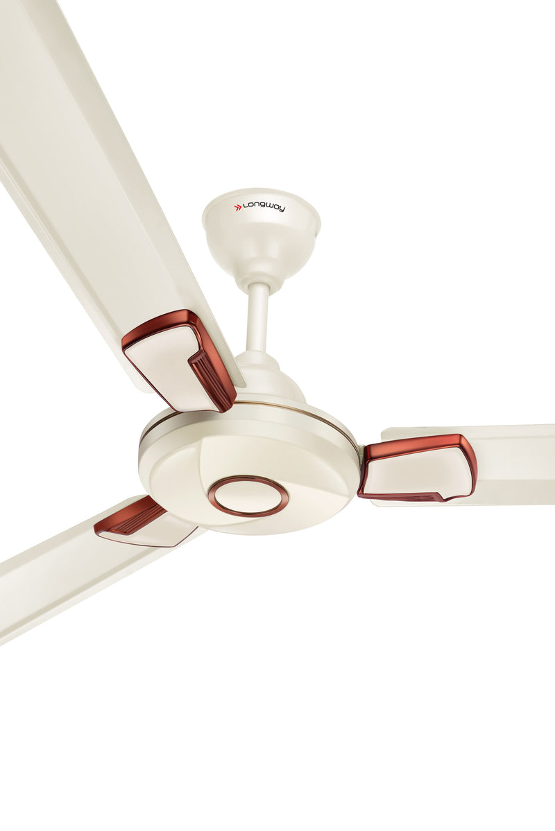 Longway Magna 1200 mm/48 inch Ultra High Speed 3 Blade Anti-Dust Decorative Star Rated Ceiling Fan | 2 Years Warranty (Ivory, Pack of 1)