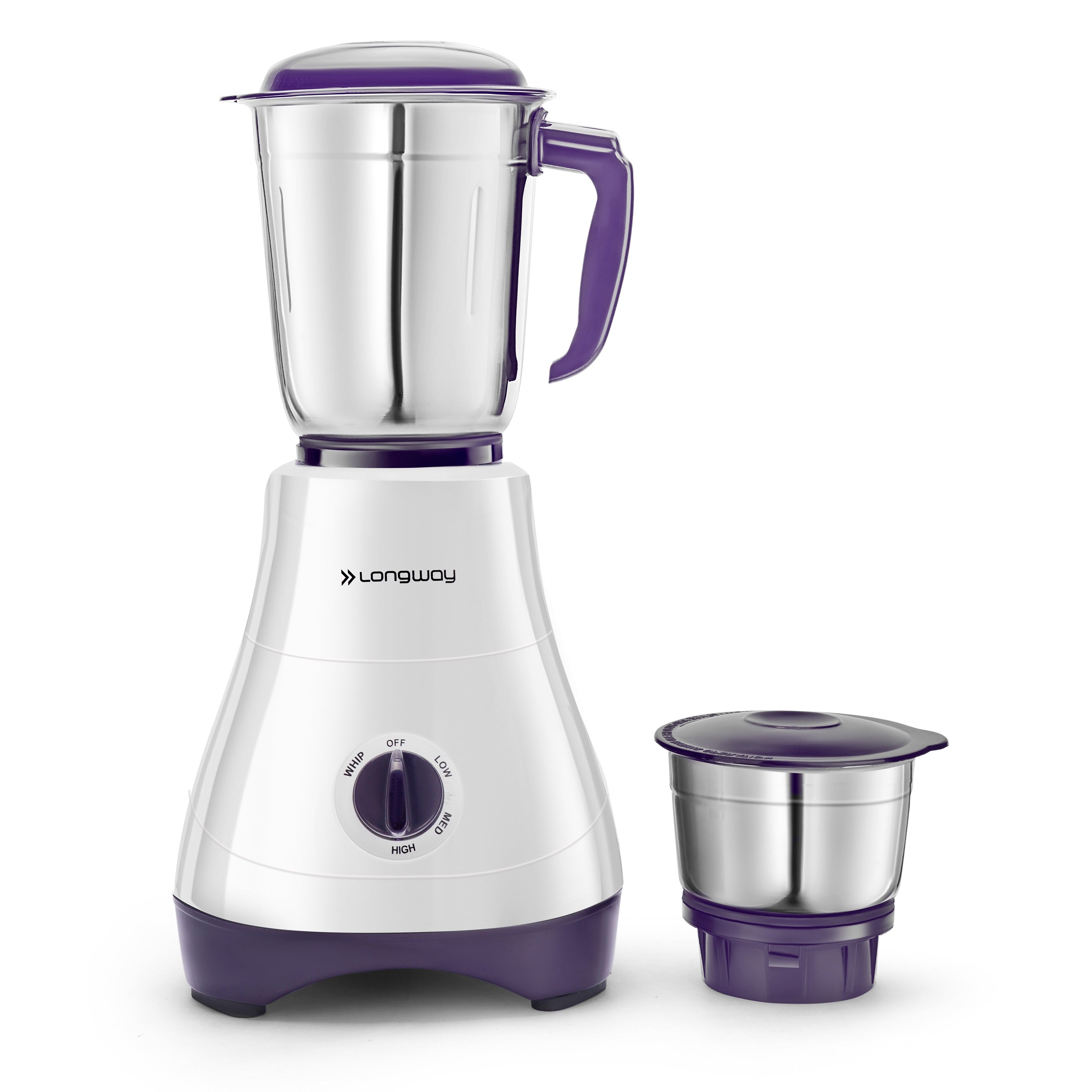 Longway Neo Plus Mixer Grinder | Up to 650 Watt Powerful Motor | 2 Jars for Grinding, Mixing, Juicing | 2 Year Warranty (Purple, 2 Jars)