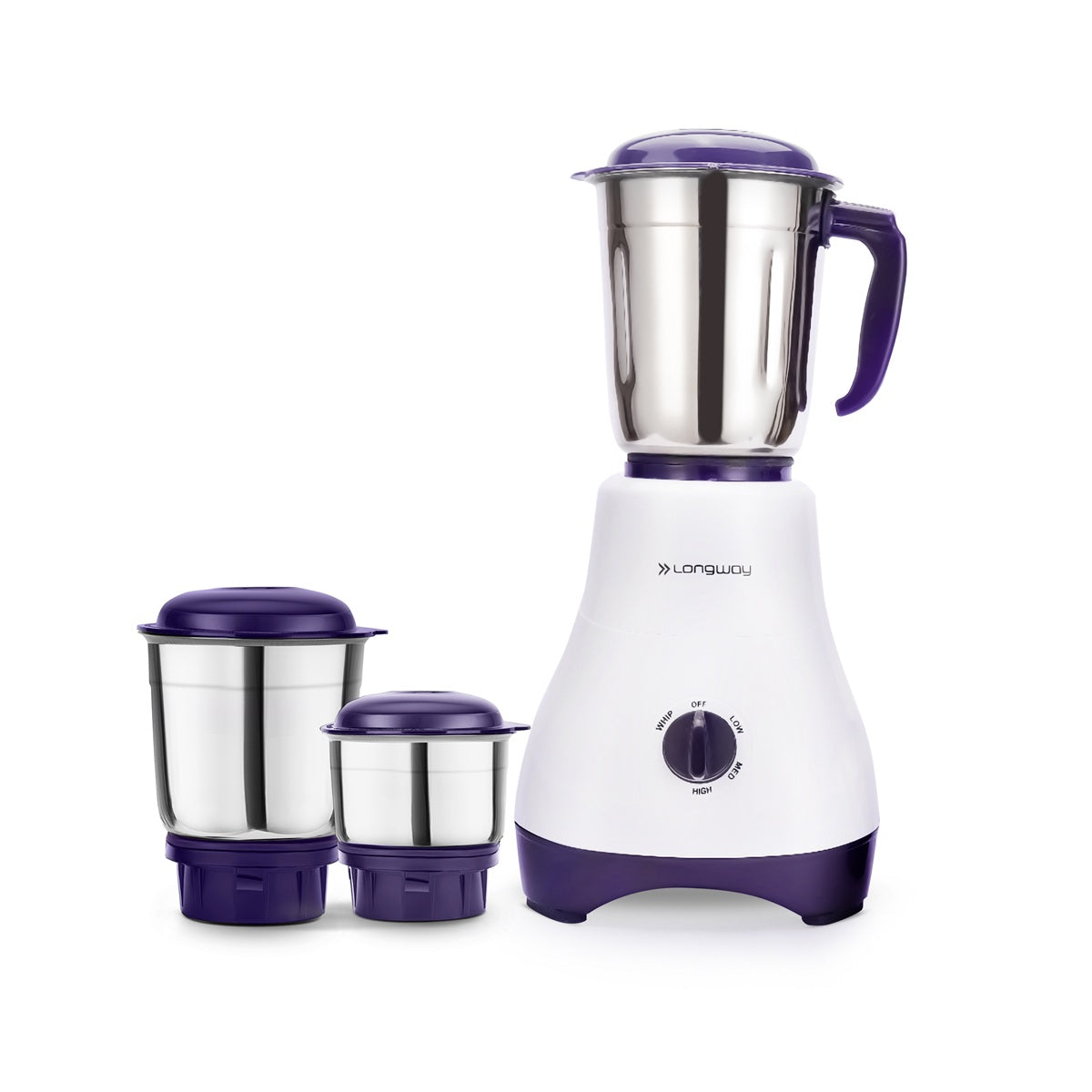 Longway Neo Plus Mixer Grinder | Up to 650 Watt Powerful Motor | 2 Jars for Grinding, Mixing, Juicing | 2 Year Warranty (Purple, 2 Jars)