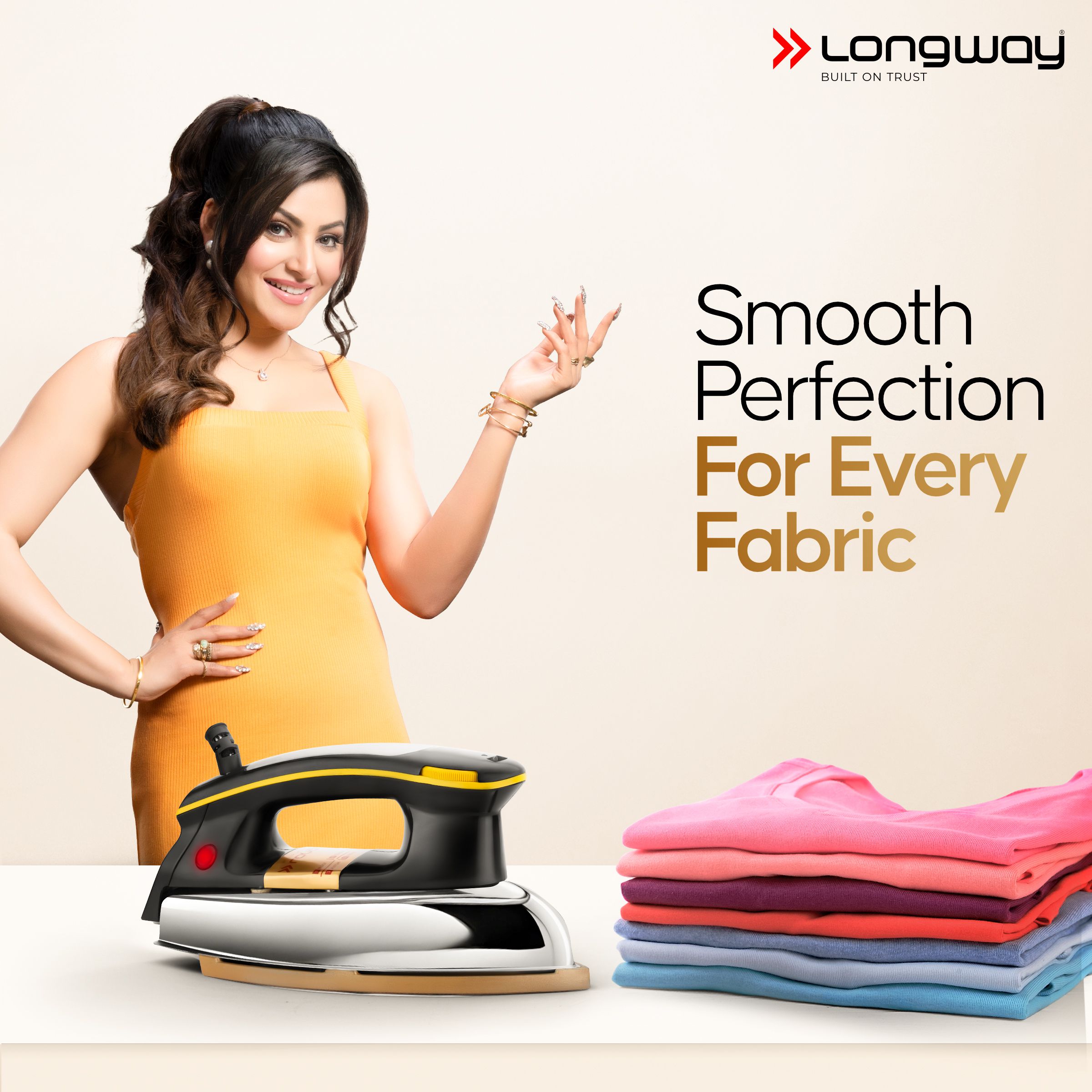 Longway Plancha Heavy Weight Non-Stick Teflon Coated Dry Iron, Electric Iron for Clothes | 2 Years Warranty| (1200 Watt)