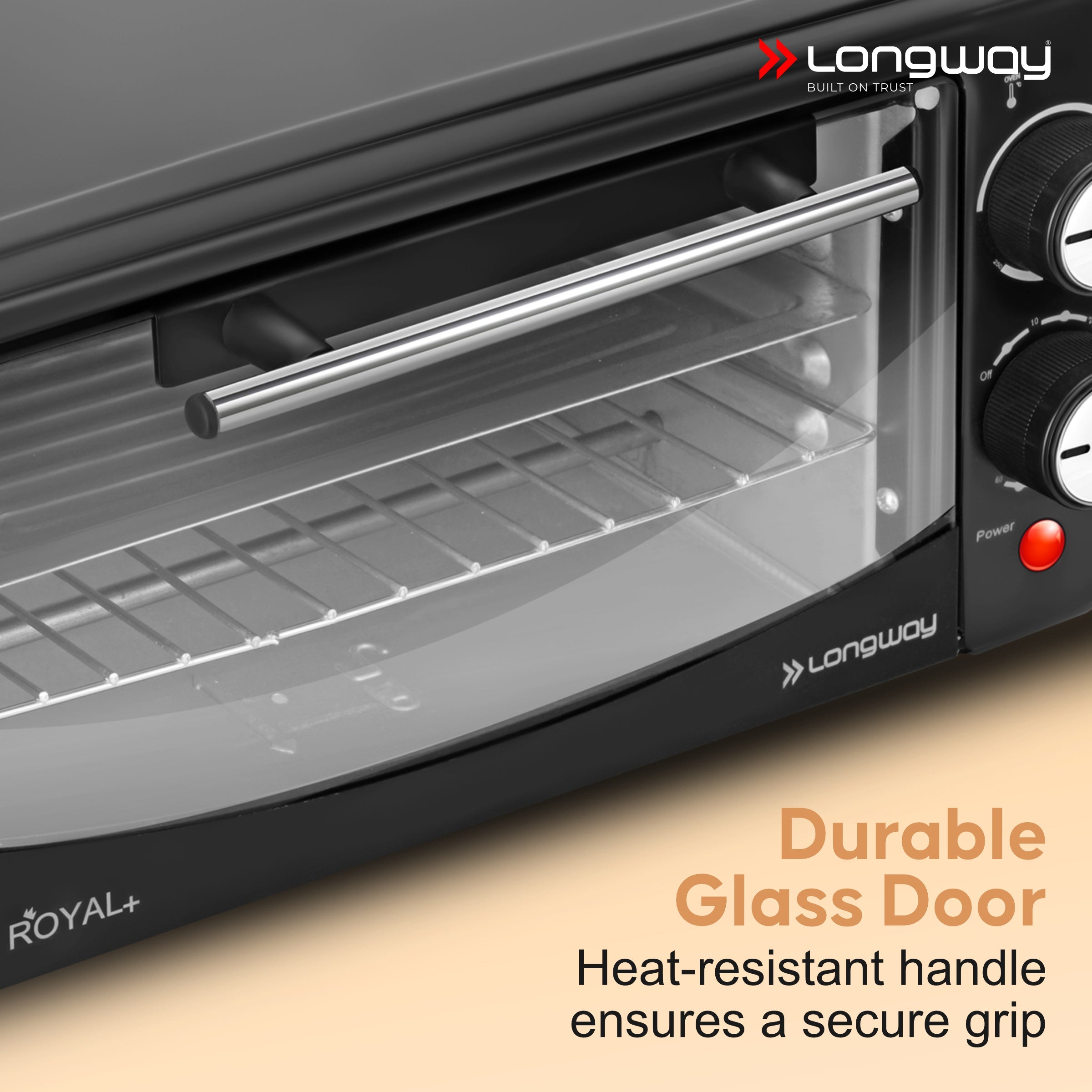 Longway Royal Plus OTG 12L Oven Toaster Griller with Multiple Heating Modes | Temperature Timer Control for Baking Pizza, Cake, Grilling Chicken & Toasting Bread | 2 Years Warranty (800W)