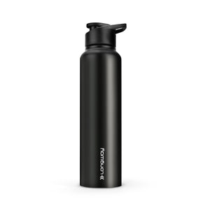 Longway Rush 1 Ltr Stainless Steel Water Bottle | Leak-Proof & Rust-Free Design | Perfect for School, Office, Home, Gym, Travel & Ideal for Men, Women & Kids (1000 ml, Black)