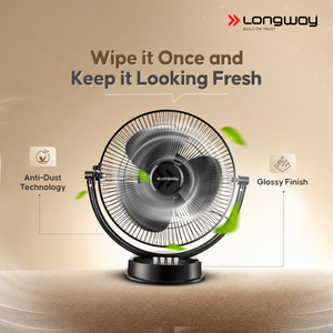 Longway Speedy P1 300 mm/12 Inch Ultra High Speed 3 Blade Anti-Dust Decorative Star Rated Table Fan