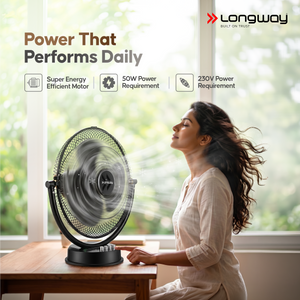 Longway Speedy P1 300 mm/12 Inch Ultra High Speed 3 Blade Anti-Dust Decorative Star Rated Table Fan