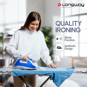 Longway Steamy Light Weight Non Stick Steam Iron, Powerful Steam Output Up to 18 G/Min (1400 Watt, Blue)