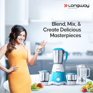 Longway Super Dlx Juicer Mixer Grinder | Up to 750 Watt Max Output Powerful Motor | 4 Jars for Grinding, Mixing, Juicing | 2 Year Warranty