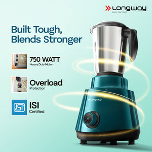 Longway Super Pro Juicer Mixer Grinder | Up to 700 - 750 Watt Powerful Motor | for Grinding, Mixing, Juicing | 2 Year Warranty