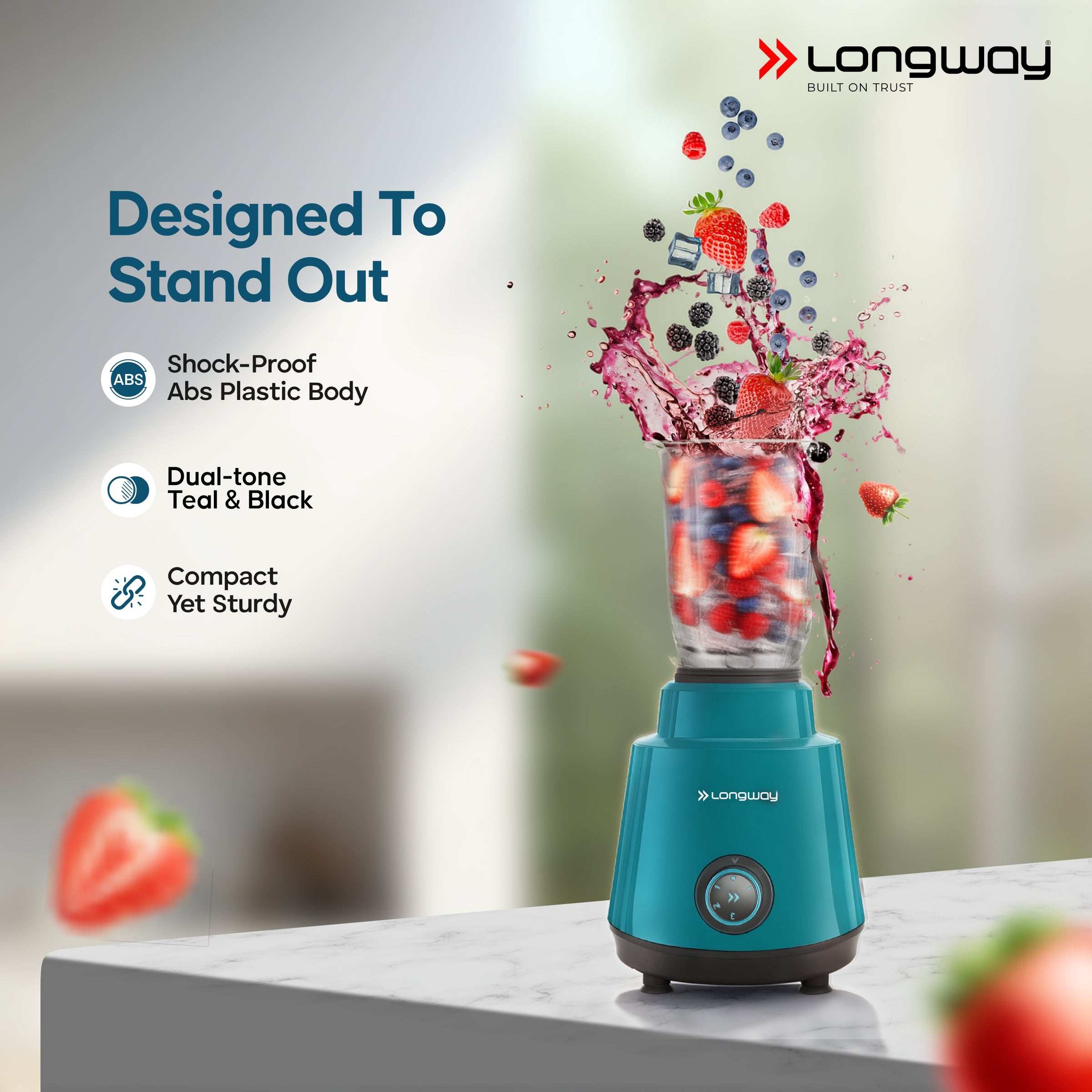Longway Super Pro Juicer Mixer Grinder | Up to 700 - 750 Watt Powerful Motor | for Grinding, Mixing, Juicing | 2 Year Warranty