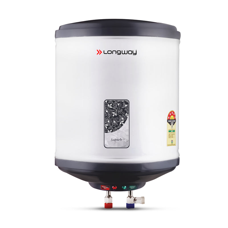 Longway Superb 10 Ltr 5 Star Rated Automatic Instant Water Heater for Home, Water Geyser, Water Heater, Electric Geyser with Multiple Safety System & Anti-Rust Coating | 1-Year Warranty | (Gray, 10 Ltr)