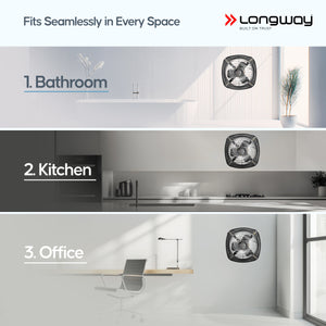 Longway Ventilo Energy Efficient Exhaust Fan | High Speed Powerful Motor | Low Noise Operation & Easy to Clean | Suitable for Bathroom, Kitchen, Office | 2 Years Warranty