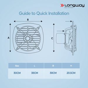 Longway Ventilo Energy Efficient Exhaust Fan | High Speed Powerful Motor | Low Noise Operation & Easy to Clean | Suitable for Bathroom, Kitchen, Office | 2 Years Warranty